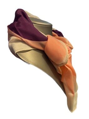 Vintage Floral Silk Scarf in Purple, Peach & Cream